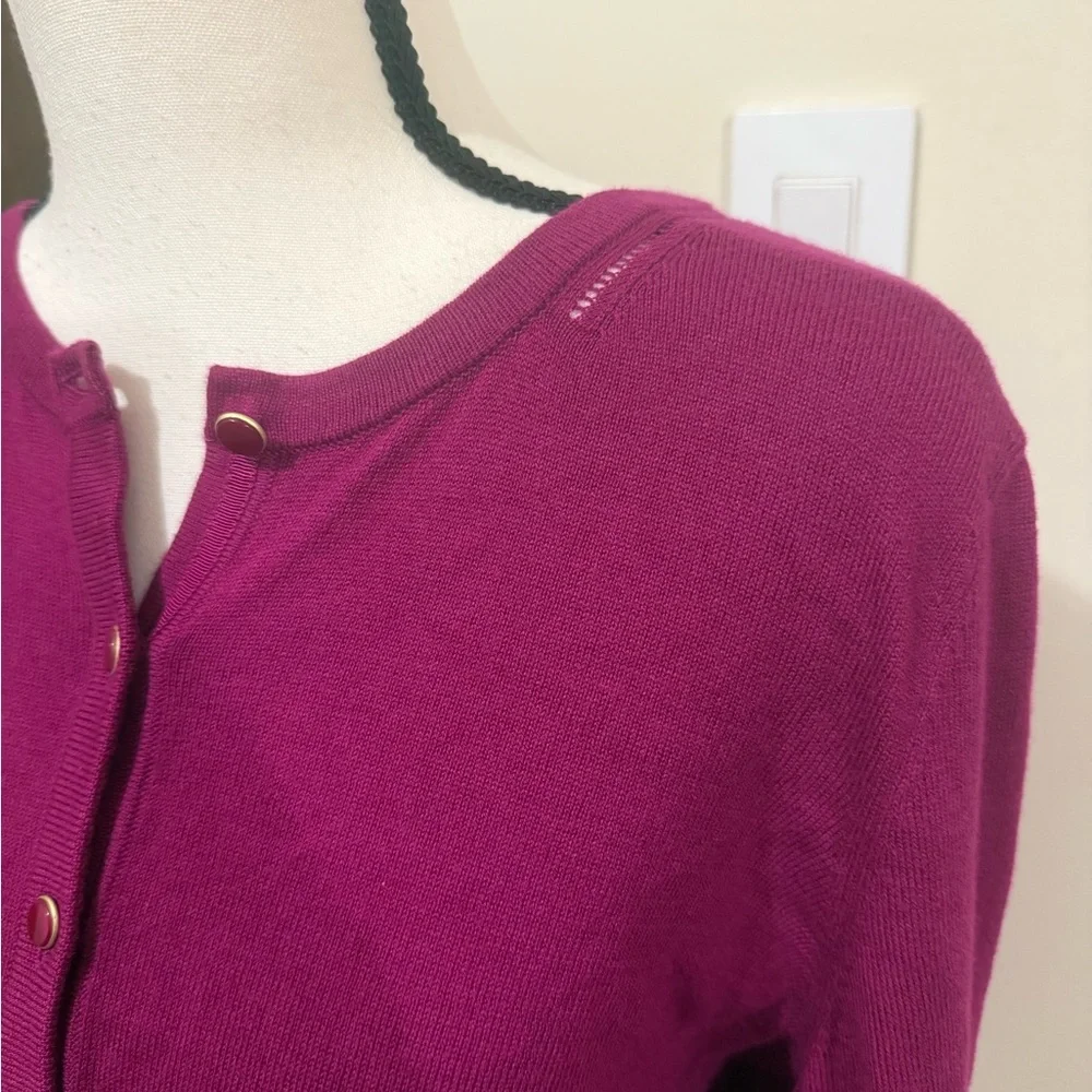 Talbots Magenta Cashmere blend cardigan sweater size medium